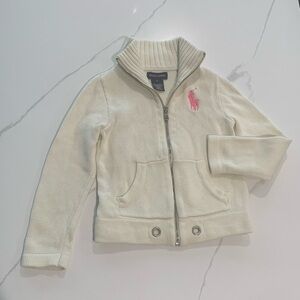 Ralph Lauren Kids' Cream Sweater with Pink Logo